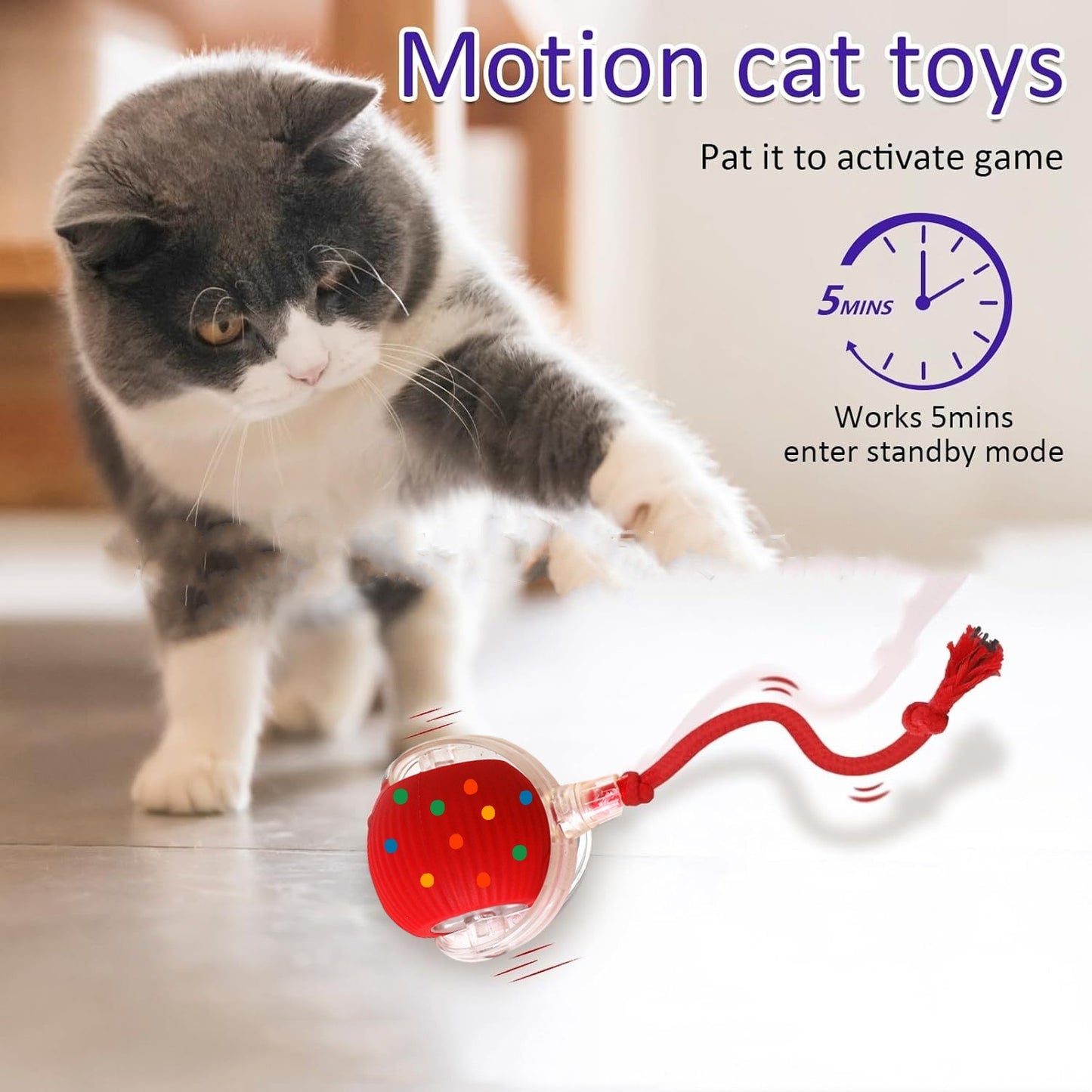 Self-Moving Cat Toy Ball — Smart Auto-Rotating with Feather Tail