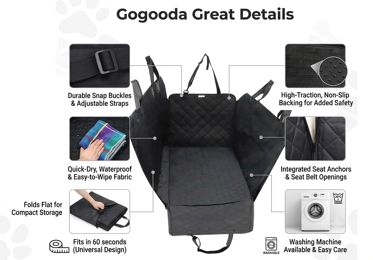 Pet Car Seat Protector — Non-Slip & Waterproof
