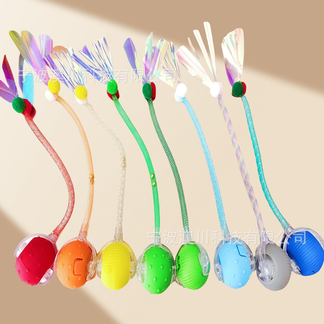 Self-Moving Cat Toy Ball — Smart Auto-Rotating with Feather Tail