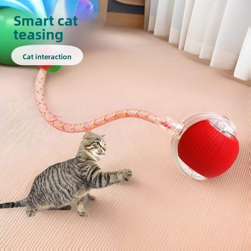 Self-Moving Cat Toy Ball — Smart Auto-Rotating with Feather Tail